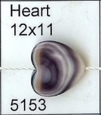 5153 Heart 12x11mm Wampum Bead Quahog Drilled Through • $9