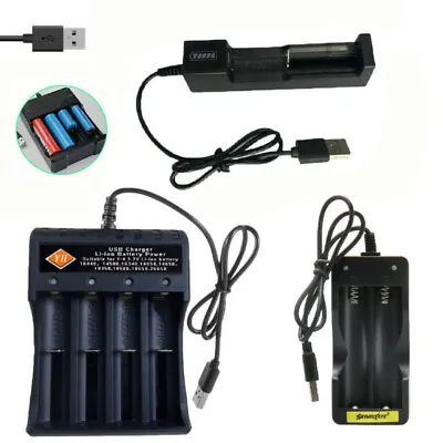 Battery Charger USB Charger 1/2/4/ Slot For 3.7V 16340/14500/18350 18650 Li-ion • £7.01