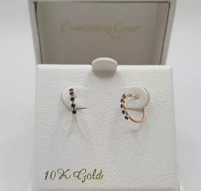 Everlasting Gold 10k Gold Lab-Created Sapphire Hoop Earrings • $15.50