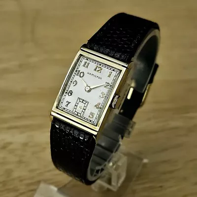 Vintage Hamilton Gilbert Solid 14k Gold Case/18k Numerals Men's Watch ~ SERVICED • $0.99