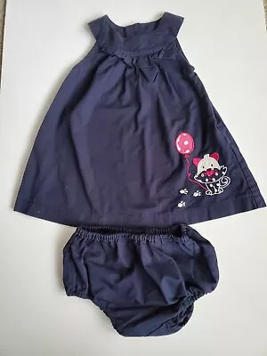 The Place Girls 2 Piece Dress And Bloomers Navy Cat Balloon 6-9 Months • $5