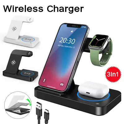 3 In 1 Fast Wireless Charger Station Dock For Apple Watch IPhone 15 Pro 14 13 XS • $25.69