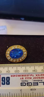 £9 • Buy Vintage 1920 Sapphire And Faux Diamonds In Gold Coloured Brooch