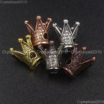 Solid Metal King Crown Bracelet Connector Charm Beads Silver Gold Copper Bronze • $1.68