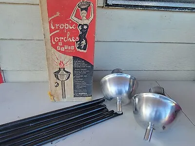 Vintage Tropic Torches Hawaiian Tiki Torch Patio Yard Oil Lamp Smudge Pot Metal • $35