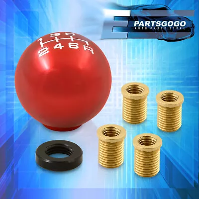 Universal 10X1.5mm 6SPD Ball Shift Shifter Knob M8 M10 M12 Interchangeable Red • $11.99