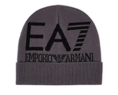 EA7 Mens/Boys Emporio Armani Visibility Beanie (Grey/Black) Hat • £19.99