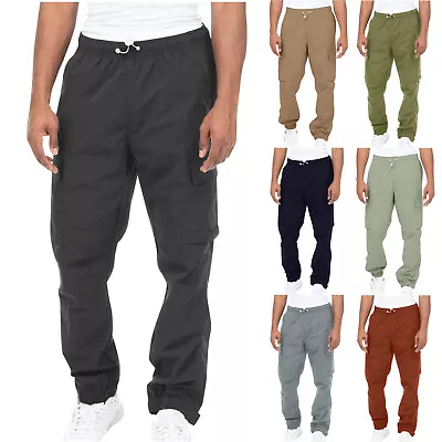 Mens Stretch Cargo Combat Work Pants Multi Pockets Elastic Waist Trousers • $24.99