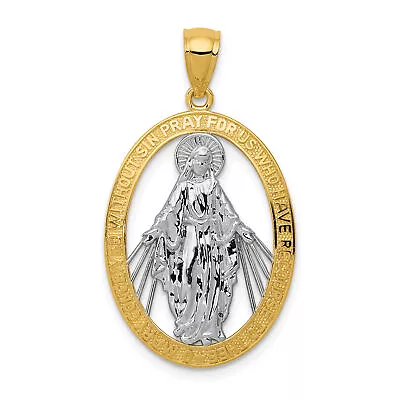 14k W/Rhodium Polished Miraculous Medal Pendant K6352 • $272.34