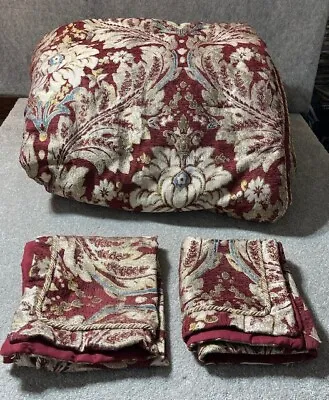 Croscill Arden Red Chenille Floral Queen Comforter & 2 Shams Set • $89.10
