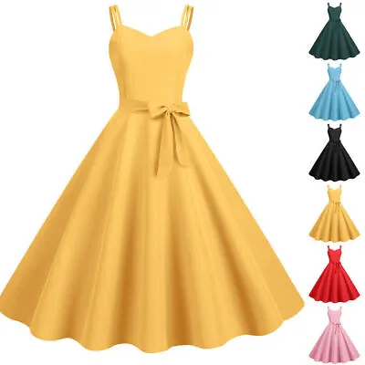 £15.19 • Buy Ladies Vintage Swing Dress Rockabilly 50s 60s Pinup Cocktail Party Evening Dress