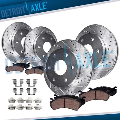 $242.11 • Buy Front & Rear Drilled Rotor + Brake Pad For GMC Yukon Tahoe Silverado Sierra 1500