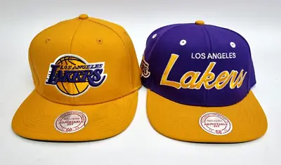 £20 • Buy 2x Mitchell & Ness Los Angeles LA Lakers Snap Back Caps