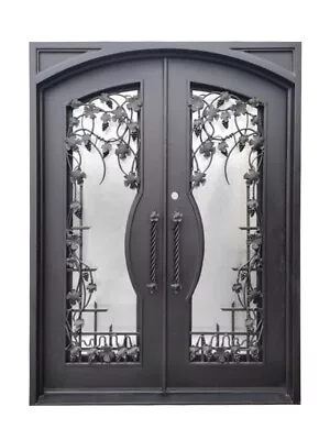 Grapevine Double Front Entry Wrought Iron Door Rain Glass 62  X 82  Right Active • $3495