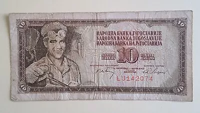 10 Dinara Yugoslavian Bank Note 1968 Belgrade LU142074 10 Dinar Note • £3.50