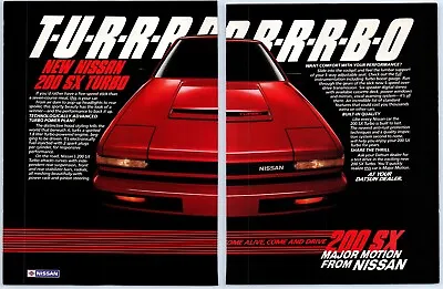 Nissan 200SX TURBO MAJOR MOTION Comfort Performance 1984 Print Ad 8 W X 10 T • $12.99