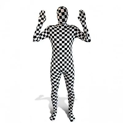 Men`s Black & White Check Morphsuit Checkered Costume Festival Halloween M-XXL • $39.95