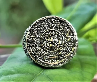 Mayan Calendar Ring STERLING SILVER 925 Sun Calendar Aztec Calendar Sacred  • $59.99