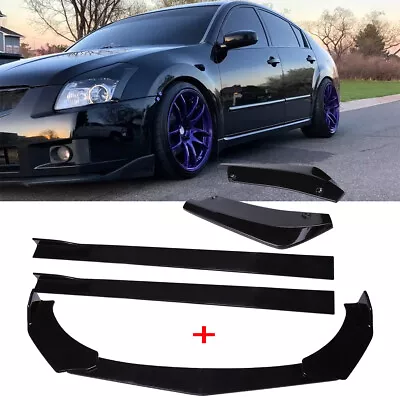 Front&Rear Bumper Lip Splitters Spoiler + Side Skirts For Nissan Maxima Altima • $183.26