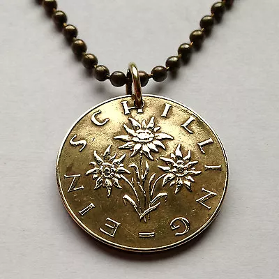 Austria Osterreich 1 Schilling Coin Pendant Edelweiss Flower Vienna Wien N000443 • $17.99