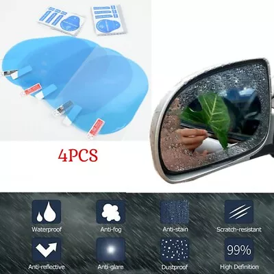 Anti Glare & Anti Fog Car Mirror Protector 4pcs Set For Enhanced Visibility • £6.24
