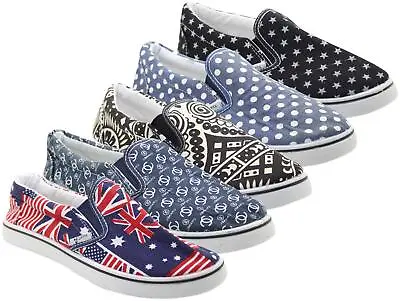 Womens Pumps Shoes Flats Canvas Slip On Casual Slider Ladies Sneakers Shoe New • £7.99
