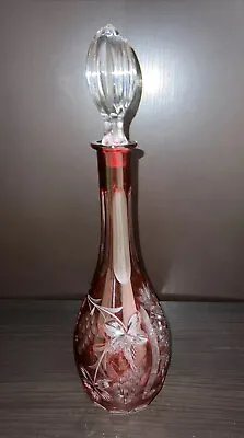 MAKE OFFER! Nachtmann Diamond Cut Lead Crystal Large Decanter Ruby • $99.95