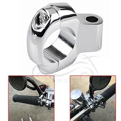 Universal Chrome Metal 1  Handlebar Mirror Mount Holder Clamp For Harley Touring • $14.98