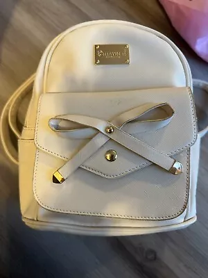 Mini Girls Bowknot Cute Leather Backpack Purse Small Schoolbag For Kids Cream • $10