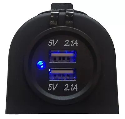 Dual Usb 4.2a Charger 12v 24v Socket Outlet Surface Mount 4x4  Car Marine Au • $19.95