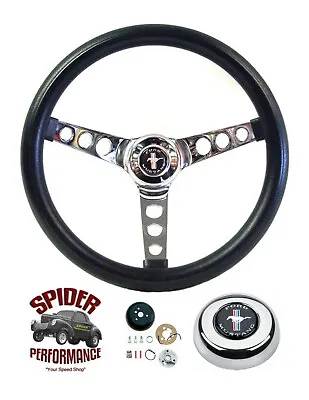 1984-1989 Mustang Steering Wheel PONY 13 1/2  CLASSIC CHROME • $139.95