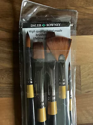 Daler Rowney System 3 Acrylic Brush Pack Set 501 Round Fan Flat Bright • £15.95