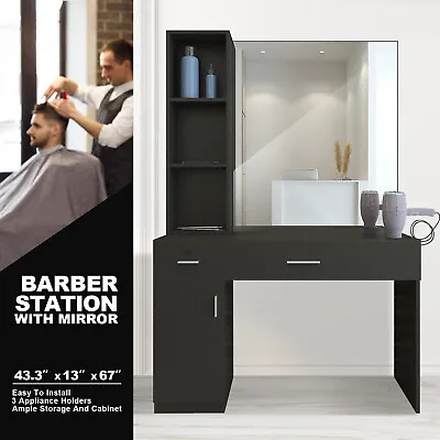 Wall Mount Barber Salon Station Makeup Beauty Hairdressing Equipment Set Mirrors • $259.90