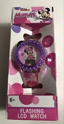Disney Minnie Mouse Flashing LCD Watch Pink Polka Dot Pink Bezel~NIB~ • $14