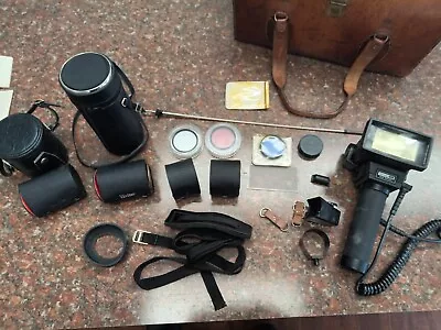 Camera Lenses (Vivitar Soligor Canon Tiffan Makinon) Includes Leather Case • $40