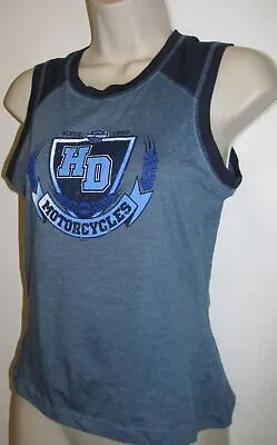 Harley Davidson University Navy Steel Raglan Ladies Top Shirt Sleevless [new] • $18.99