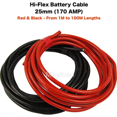 Battery Starter Welding Cable 16/20/25/35/50mm 110 170 Amp Red Black Auto Car • $372.98