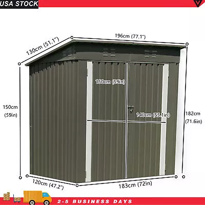 6X4ft Metal Storage Shed Outdoor Tool Shed W/ Lockable Doors Garden Bike Shed • $168.78
