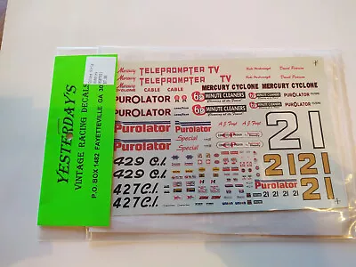 Yesterdays NASCAR Model Car Decals #21 Purolater Mercury Yarborough Foyt • $15.49