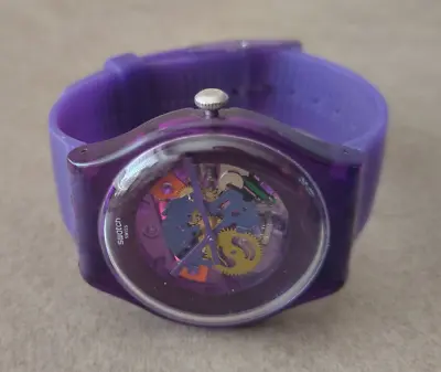 £31.99 • Buy Unisex Swatch Purple Skeleton Quartz Watch 