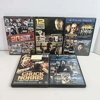 Action Movie DVD Lot Bundle (13 DVDs 54 Movies) Statham Van Damme Norris-READ • $16.19