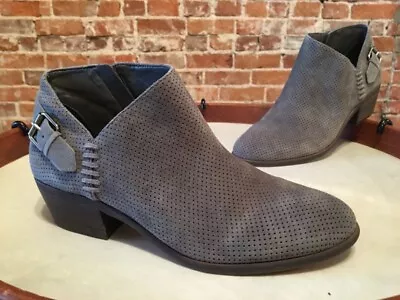 Vince Camuto Grey Perforated Suede Parveen Buckle Ankle Bootie 6 New • $44.95