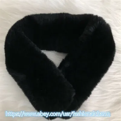 Double Side Real Rex Rabbit Fur Scarf Warm Collar Shawl Wrap W Magnet Button • $18.98