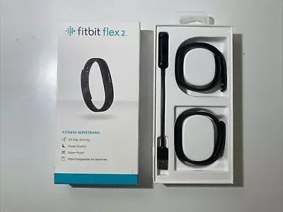 Fitbit Flex 2 Fitness Tracker Wristband - 2 Black Bands W/Tracker & Charger • $40
