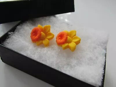 Handmade Golden Yellow Spring Daffodil Stud Earrings - Marie Curie Charity   • £4.99