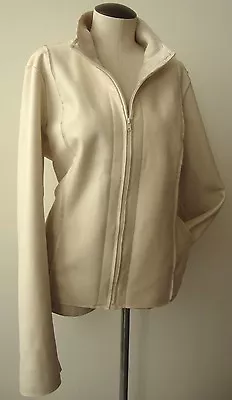 Maralyce Ferree Winter White Full Zip Front Faux Shearling Jacket W/pockets Sz L • $60