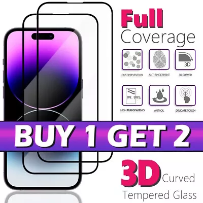 Full Cover Screen Protector For IPhone XR 11 12 13 14 15 Pro MAX Tempered Glass • £1.99