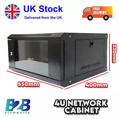 4U Network Data Cabinet - Wall Mountable Server Rack - Free Delivery-Flat Packed • $68.44