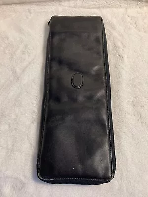 Vintage Black Leather Zip Around Men's Tie Travel Case Carrier With Hanger • $24.90