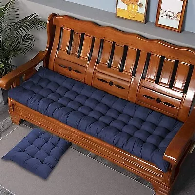 Xpnit Thick Bench Cushion Pad 2 3 Seater Cotton Garden Bench 150x50cm Navy Blue • £23.99